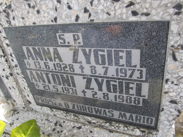 Antoni Żygiel 1931 Oświęcim Gmina - Grobonet - Wyszukiwarka osób pochowanych